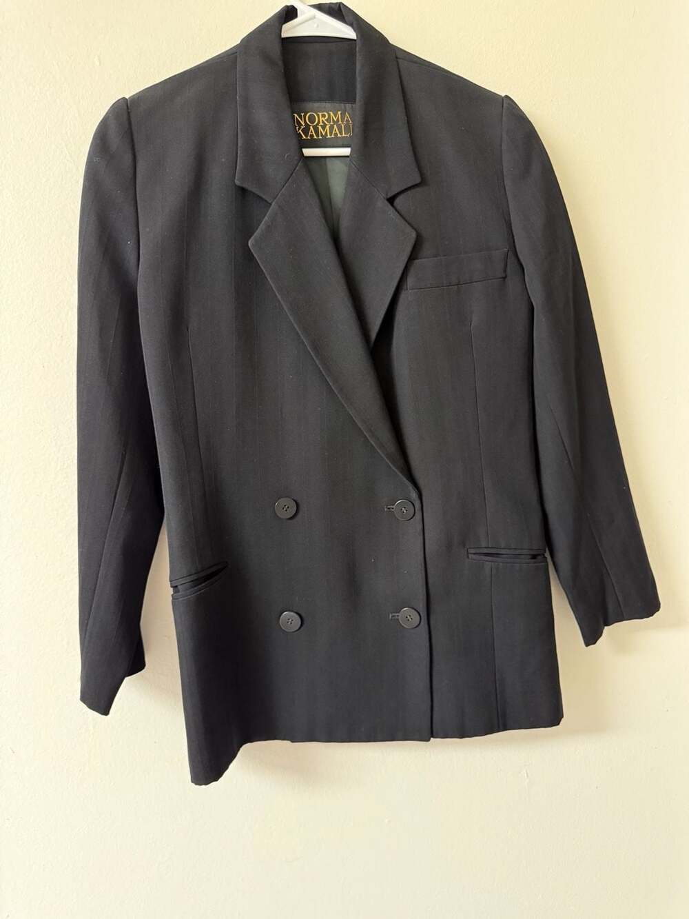 Norma Kamali Vintage Black Striped Double-Breasted Blazer